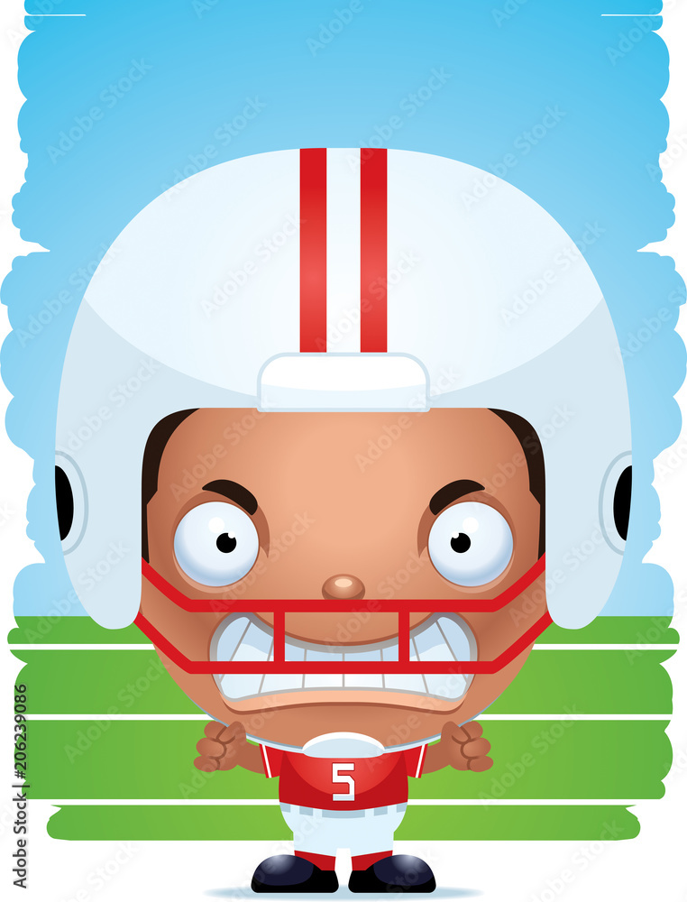 Wall mural angry cartoon boy football player