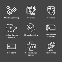 Medical Tax Savings - Health savings account or flexible spending account has HSA, FSA, tax-sheltered savings