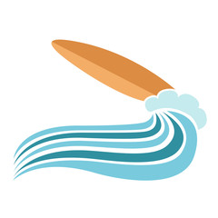 Fototapeta na wymiar Surfboard on a wave icon