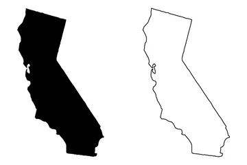Fotobehang California map vector illustration, scribble sketch California map © danlersk