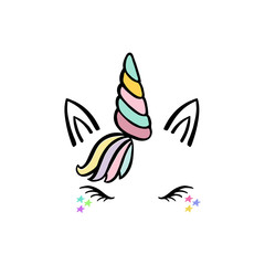 Cute unicorn face. © Yuliya Leanovich