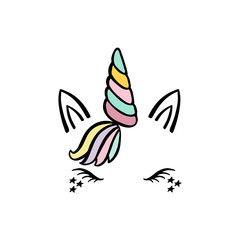 Magical silhouette unicorn head.