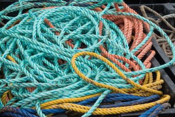 Tangle of nylon ropes