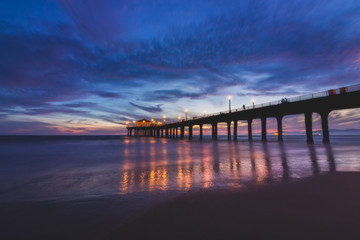 Fototapeta na wymiar Gorgeous Manhattan Beach Pier After Sunset