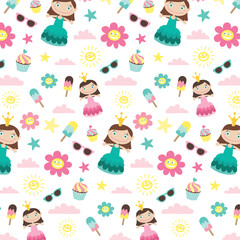 Cute colorful vector pattern for kids, suitable for child room decoration - 206244229