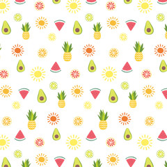 Summertime fruits vector pattern - 206244401