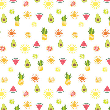 Summertime fruits vector pattern