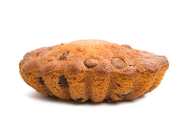 cupcake with chocolate drops isolated