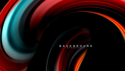 Fluid mixing colors, vector wave abstract background