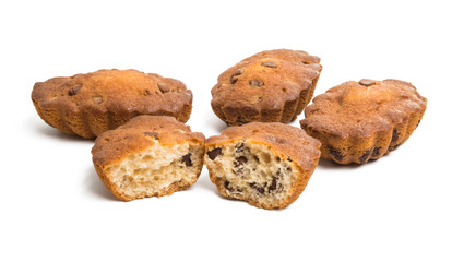 cupcake with chocolate drops isolated