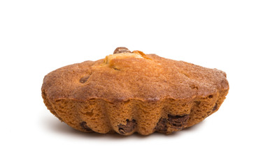 cupcake with chocolate drops isolated