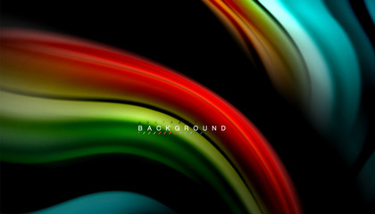 Fluid mixing colors, vector wave abstract background