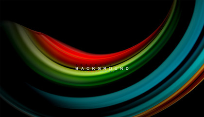 Fluid mixing colors, vector wave abstract background