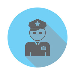 Policeman Officer avatar icon. Elements of airport in flat blue colored icon. Premium quality graphic design icon. Simple icon for websites, web design, mobile app, info graphics