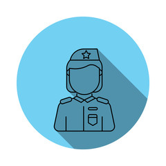 Military woman avatar icon. Elements of avatar in flat blue colored icon. Premium quality graphic design icon. Simple icon for websites, web design, mobile app, info graphics