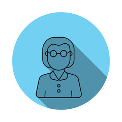 Teacher woman avatar icon. Elements of avatar in flat blue colored icon. Premium quality graphic design icon. Simple icon for websites, web design, mobile app, info graphics