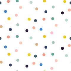 Confetti seamless vector pattern. Colorful circles texture.