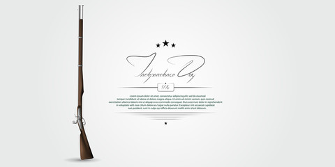 The US independence day. Background on independence day. The 4th of July. Background with a musket. Lettering-independence day.