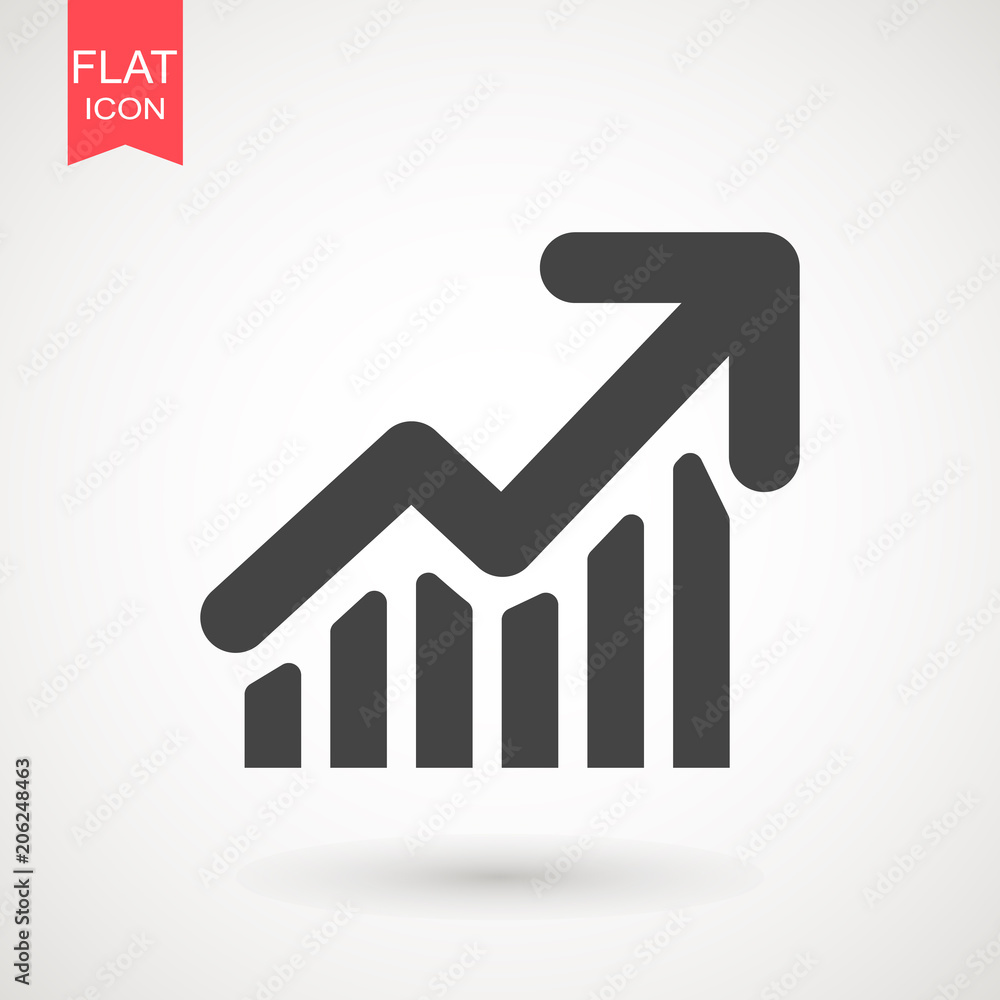 Poster graph icon in trendy flat style isolated on grey background. chart bar symbol for your web site desi