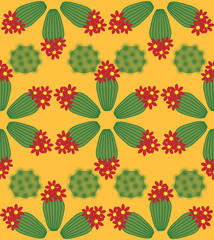 Cactus Background. Seamless Pattern. Exotic Plant. Tropical.