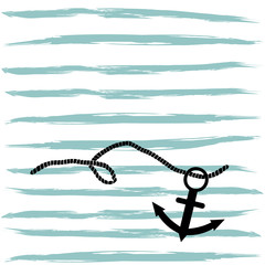 Sea background with waves and anchor