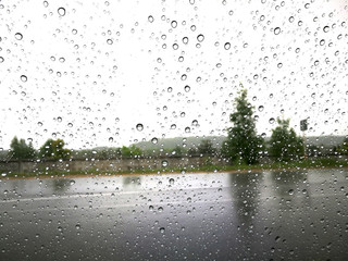 Raindrops on glass