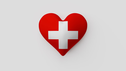 Obraz premium Corazón bandera Suiza. 3D