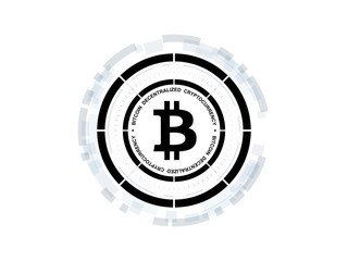 Fototapeta na wymiar Bitcoin cryprocurrency futuristic vector illustration. Worldwide digital money technology