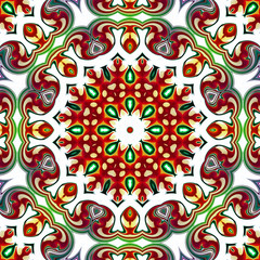 Colorful digital art, Oriental pattern, geometric texture, Mystical motif,  Abstract background, Fantastic design. 