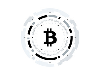 Bitcoin cryprocurrency futuristic vector illustration. Worldwide digital money technology