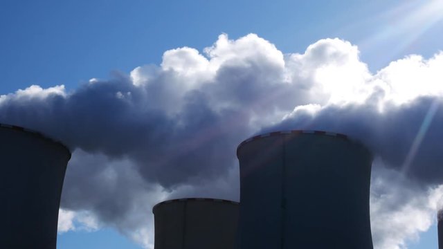 Power Plant Pocerady in Czech Republic in the Sunny Day