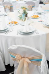 Fototapeta na wymiar wedding chair with ribbon