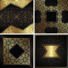 Set of vector vintage luxury cards with a baroque patterns and frames