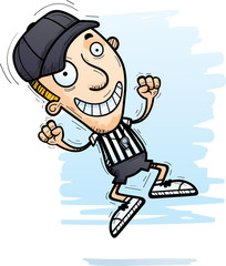 Cartoon Man Referee Jumping