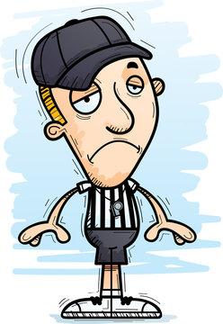 sad cartoon referee in black and white clip art preview