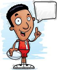 Cartoon Black Rugby Player Talking