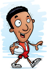 Cartoon Black Rugby Player Walking