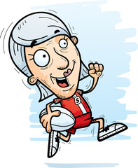 Cartoon Senior Rugby Player Running