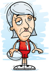 Sad Cartoon Senior Rugby Player