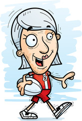 Cartoon Senior Rugby Player Walking