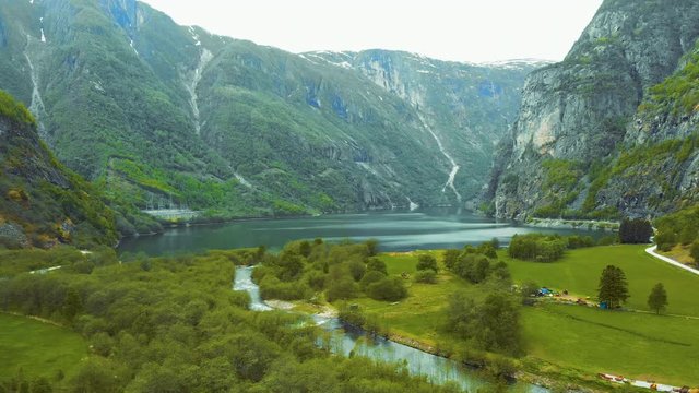 A river in Vassbydi near Vassbygdi vatnet in Aurland, Norway