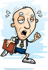 Exhausted Cartoon Senior Citizen Student