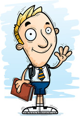 Cartoon Man Student Waving