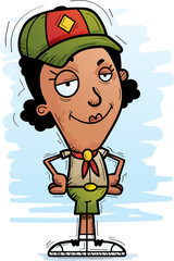 Confident Cartoon Black Woman Scout