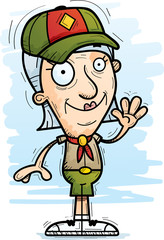 Cartoon Senior Citizen Scout Waving
