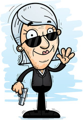 Cartoon Senior Agent Waving