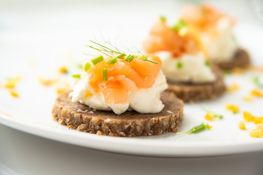 Norwegian Smoked Salmon Canapés with Cream Cheese