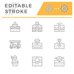 Set line icons of water bore