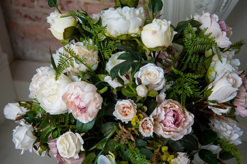 flowers in the flowerpot in the interior