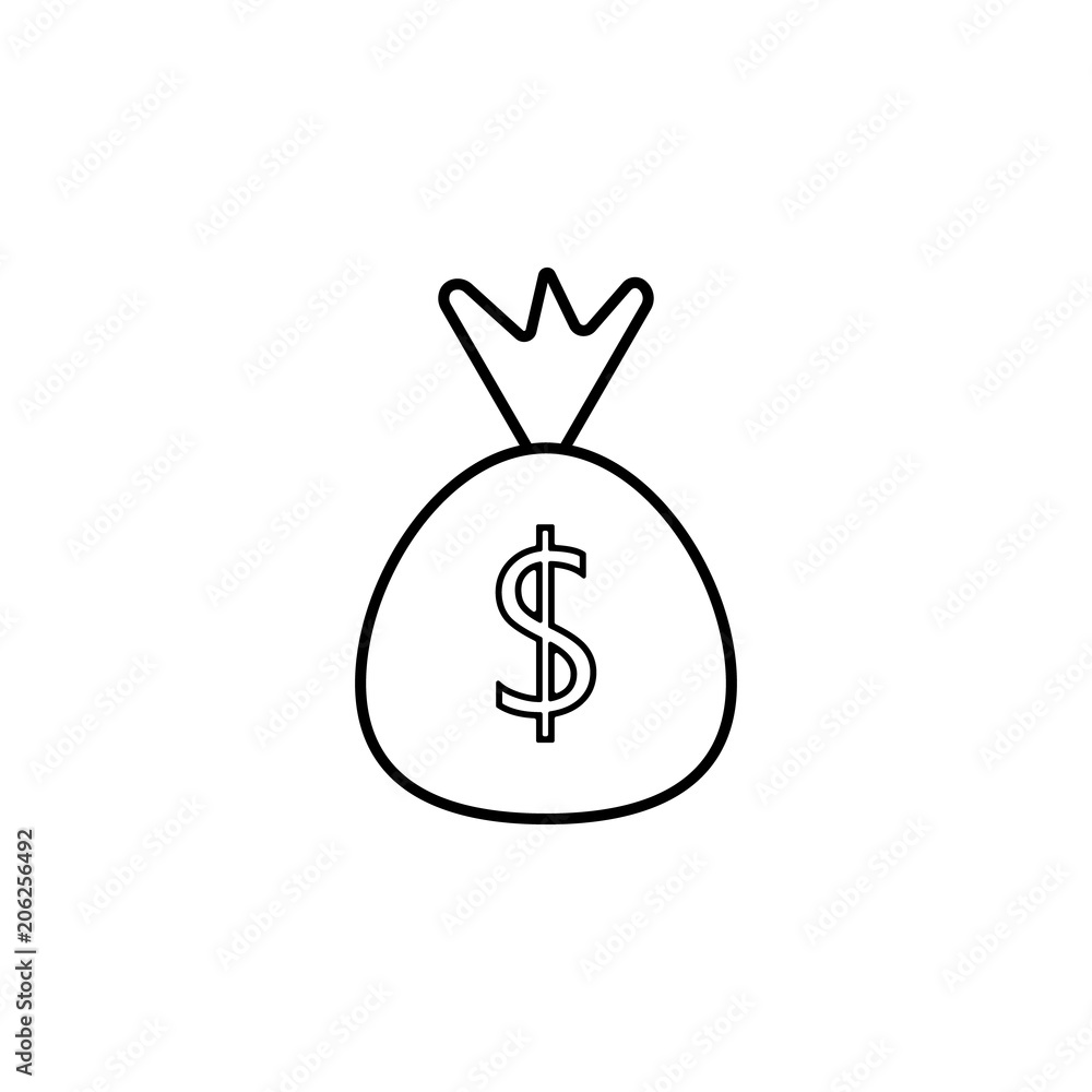 Poster dollar bag line icon. element of bankig icon for mobile concept and web apps. thin line dollar bag i